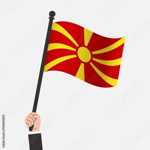 Hand Holding Macedonia Waving Flag