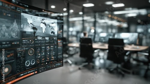 Wallpaper Mural Futuristic office setting with advanced technology display for data analysis and strategy Torontodigital.ca