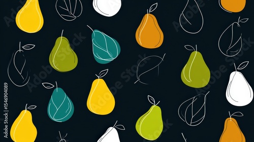 Minimalist Pear Pattern Seamless Vector Wallpaper Design