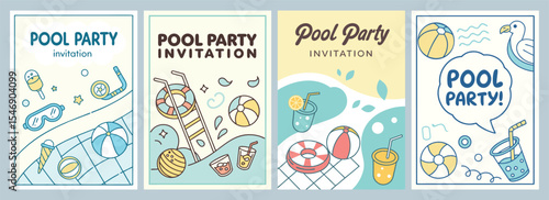 Vibrant Pool Party Invitation Designs Featuring Playful Illustrations and Cheerful Vibes for Unforgettable Celebrations