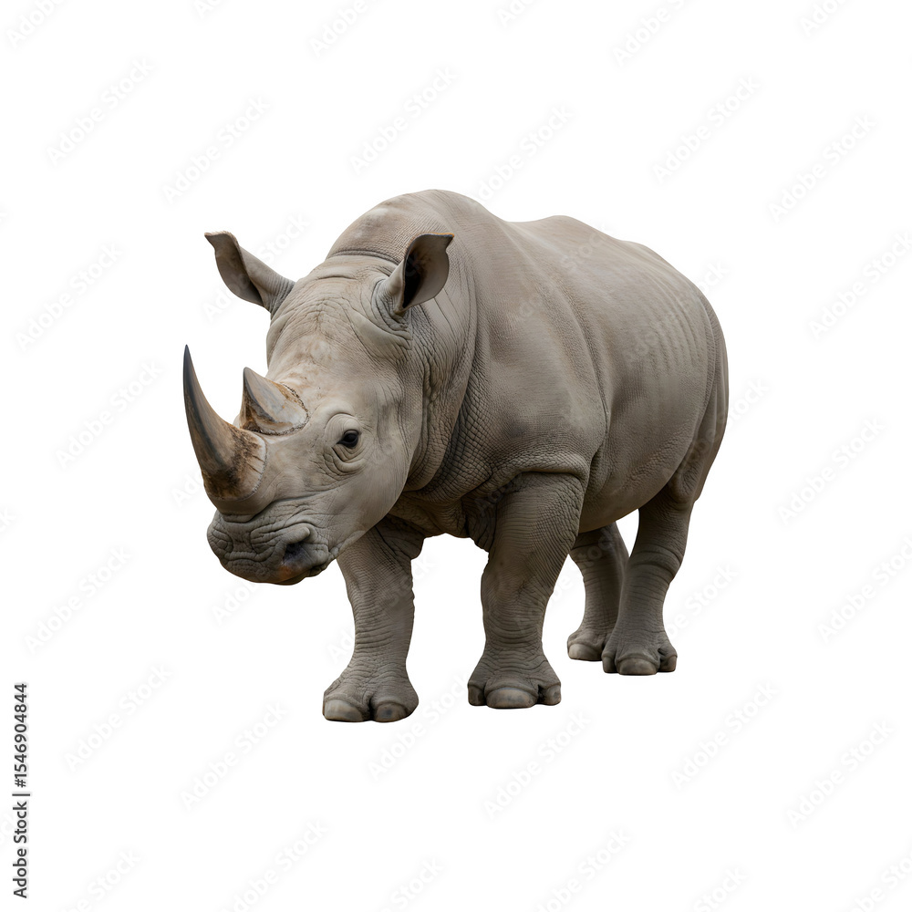 Obraz premium Strong rhinoceros standing tall symbolizing power and wildlife conservation themes