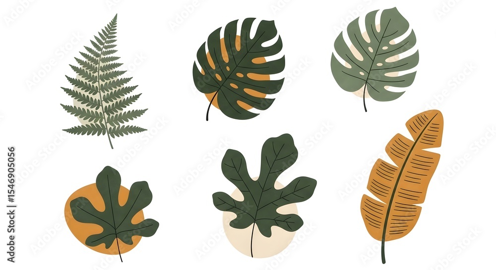 Fototapeta premium Tropical Leaf Collection Illustration