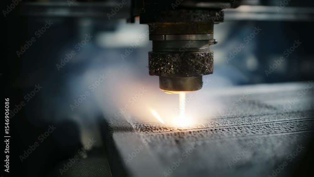 High precision industrial laser cutter engraving intricate patterns onto a metal sheet, showcasing advanced manufacturing technology and innovative processes High precision industrial laser cutter engraving intricate patterns onto a metal sheet, showcasing advanced manufacturing technology and innovative processes