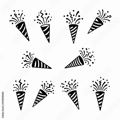 Party popper confetti icons for celebration moments