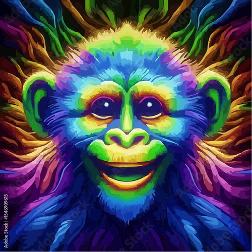 alternative digital art of a smiling monkey 4