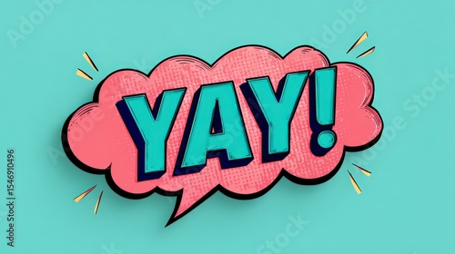Comic style speech bubble with bold yay text for graphic design and celebration
