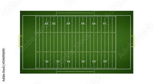 Overhead View of a Green American Football Field with Markings