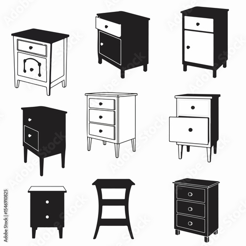 Nightstand collection furniture bedside table design.