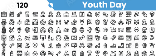 A vibrant collection of illustrations celebrating Youth Day, featuring diverse activities and symbols embodying youth culture and empowerment.