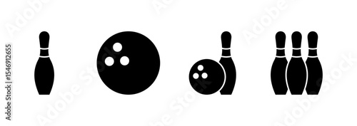 Bowling icon vector. bowling ball and pin sign and symbol.