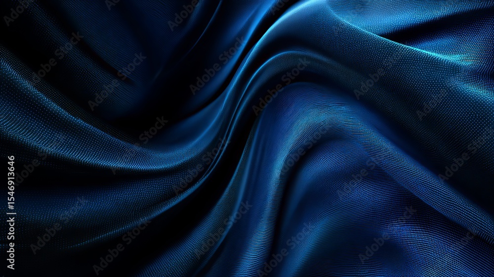 Fototapeta premium Elegant Deep Blue Silk Fabric Texture Background Luxurious Soft Draped Waves Abstract Design Rich Indigo Textile Material Smooth Surface Subtle Pattern Premium Quality Digital 