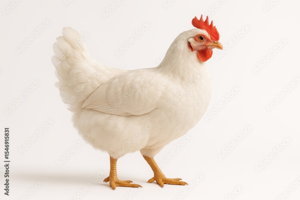 Fototapeta premium Farm-fresh white chicken photographed in studio setting for agricultural and food industry applications