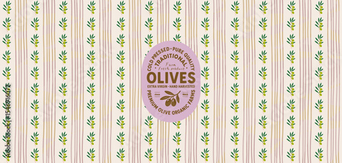  Olive Grove Repeat. Description: Seamless vector pattern with olive branches and stripes. Perfect for backgrounds, textiles, packaging, and more. Organic feel.