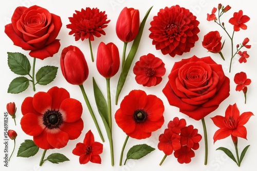 Wallpaper Mural Beautiful red flower collection showcasing various blooms isolated on white background Torontodigital.ca