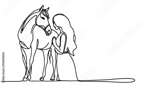Gentle Guidance, continues line art capturing a tranquil moment