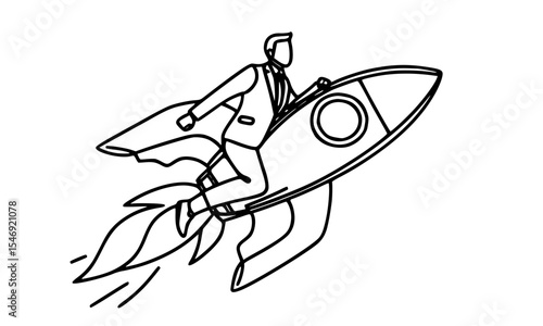 Rocket to Liberation, A figure runs free as another rockets into space.