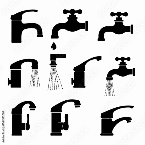 Faucet collection, plumbing fixture set, sanitary equipment, sink