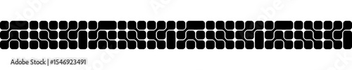 Horizontal border with metaball pattern isolated on white background. Black fluid amorphous shapes isolated on white background. Organic molecular texture. Modern abstract print. Vector illustration.
