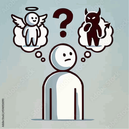 
little devil and little angel competing to convince a person 69