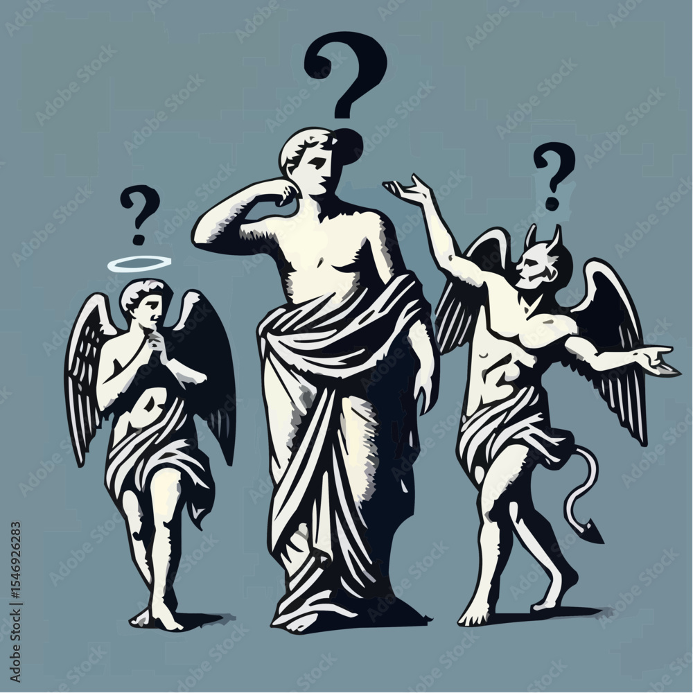 Fototapeta premium digital art of the battle between good and evil in the human mind 70