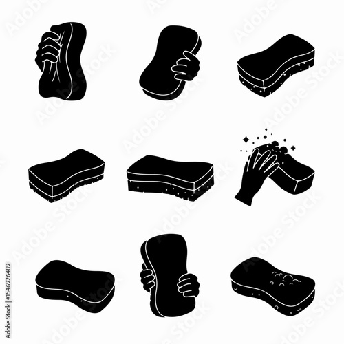 Cleaning sponge with hand washing tool icon