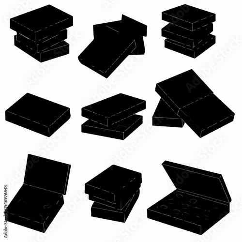 Chocolate box assortment various angles silhouette