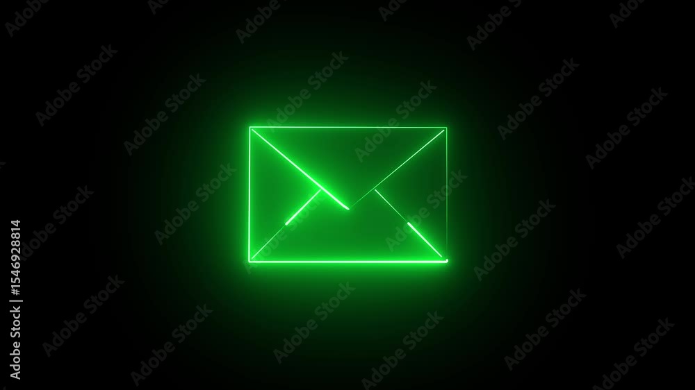 neon blue color message icon animation with black background. glowing neon message icon concept. neon blue color message icon animation with black background. glowing neon message icon concept.