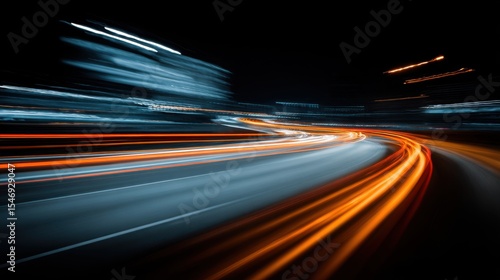 Stunning photo of car motion trails. Speed light streaks background with blurred fast moving light effect, Racing cars dynamic flash effects city road with long exposure night.