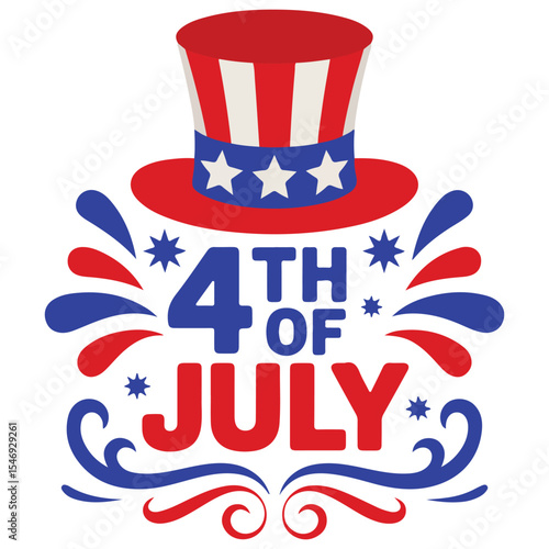 4th of July Vector Design with Statue of Liberty, Fireworks, and American Flag Elements – Independence Day Illustration