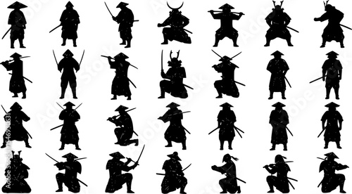 Samurai Silhouette Vector Illustration Bundle
