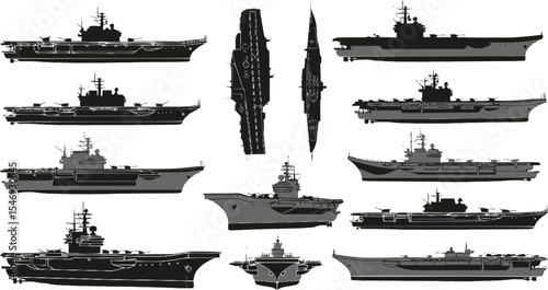 Aircraft Carrier Silhouette Vector Illustration Bundle

