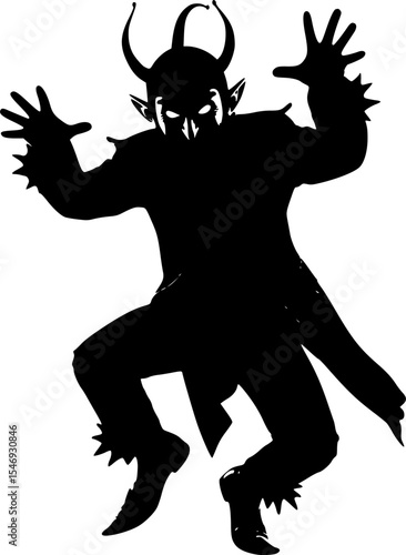The Trickster Silhouette in the Dark with a Mysterious and Playful Shadow Background
