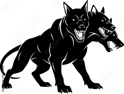 Mythic Animal Cerberus Silhouette Vector Illustration
