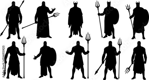 Mythic God Hades Silhouette Vector Set
