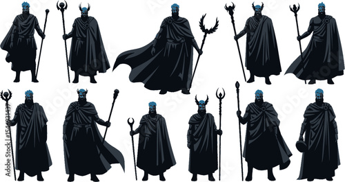 Mythic God Hades Silhouette Vector Set
