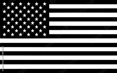 American Flag line art Vector Illustration Black silhouette
