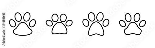 Paw icon set. paw print icon vector. dog or cat paw