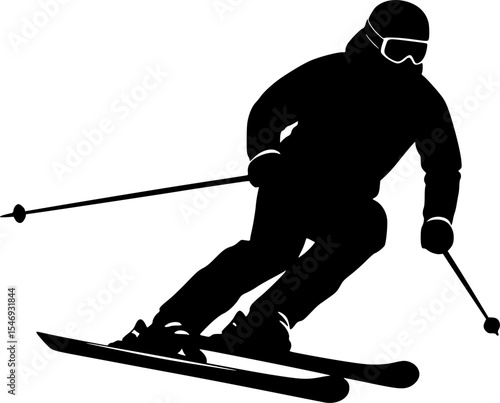 Ski man Silhouette Vector Illustration
