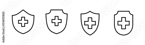 Health insurance icon set. Insurance health document icon