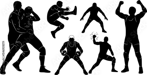Wrestler Silhouette Vector Illustration
