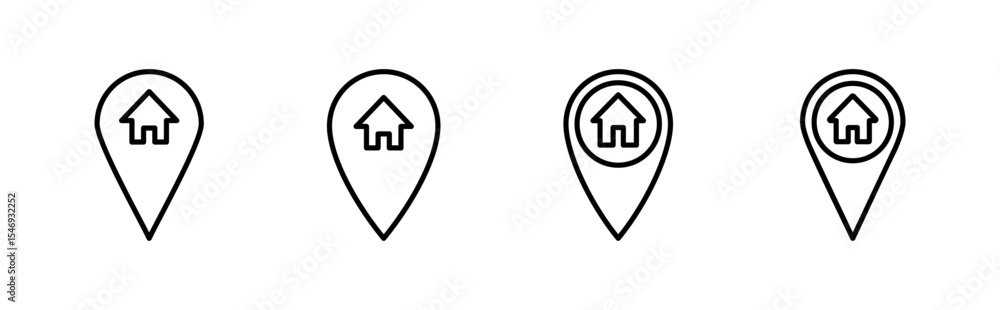 Address icon set. home location icon vector Address icon set. home location icon vector
