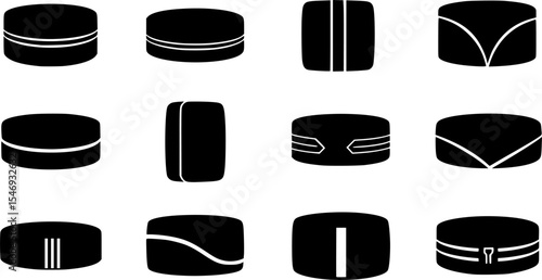 Black Silhouette of Tennis Wristbands Set Collection for Sports Accessories and Athletic Wear Design Elements
