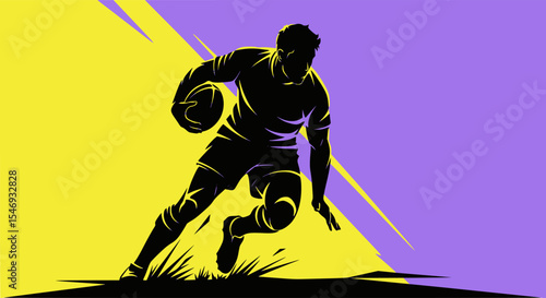 Rugby Player Silhouette Vector Illustration
