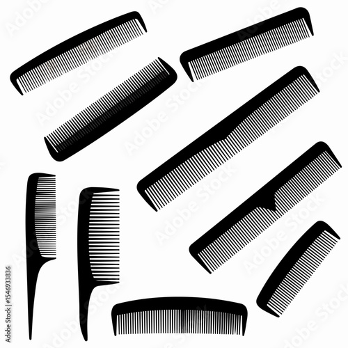 Black combs collection hairdressing salon accessory
