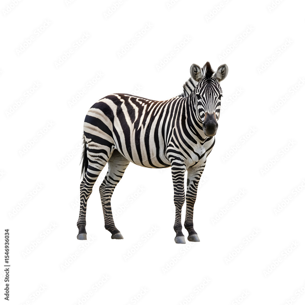 Fototapeta premium Realistic zebra standing isolated on white background