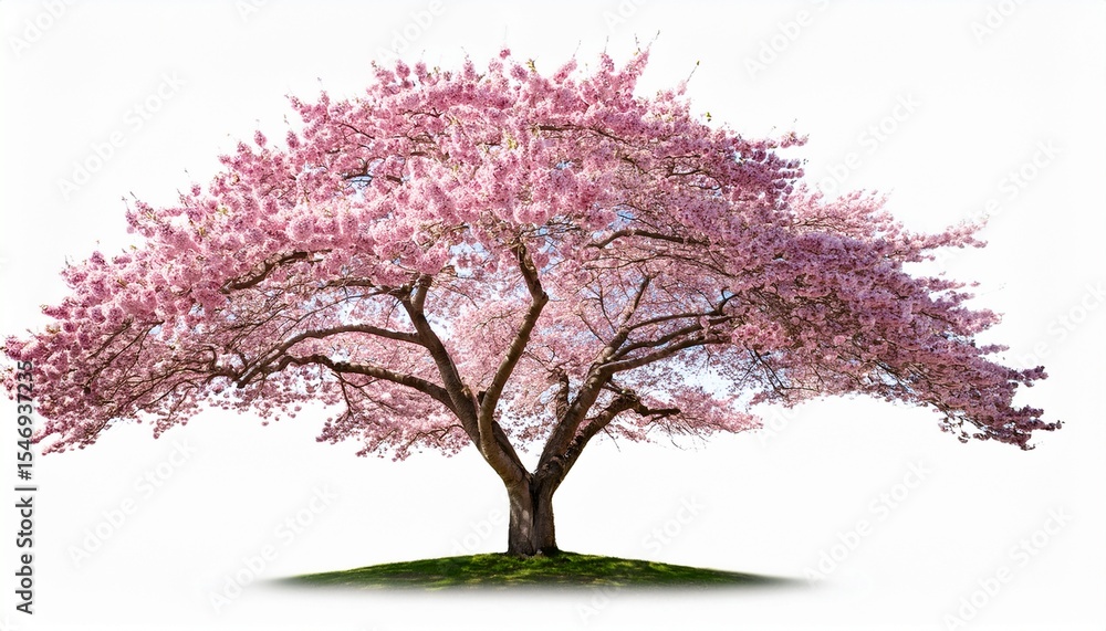 Obraz premium pink cherry blossom tree on white background