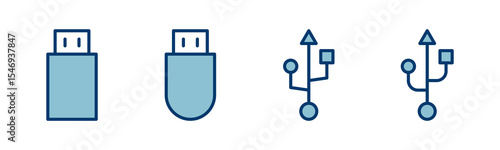 Usb icon vector isolated on white background. Flash disk icon vector