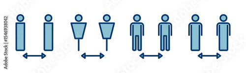 Social distancing icon vector isolated on white background. Keep distance sign. Coronavirus. Social Distancing and Self Quarantine.