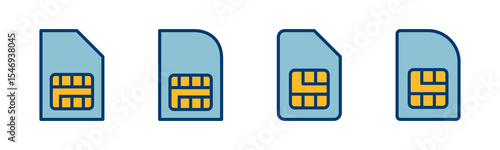 Sim card icon vector isolated on white background. Mobile slot icon. Mobile cellular phone sim card chip.