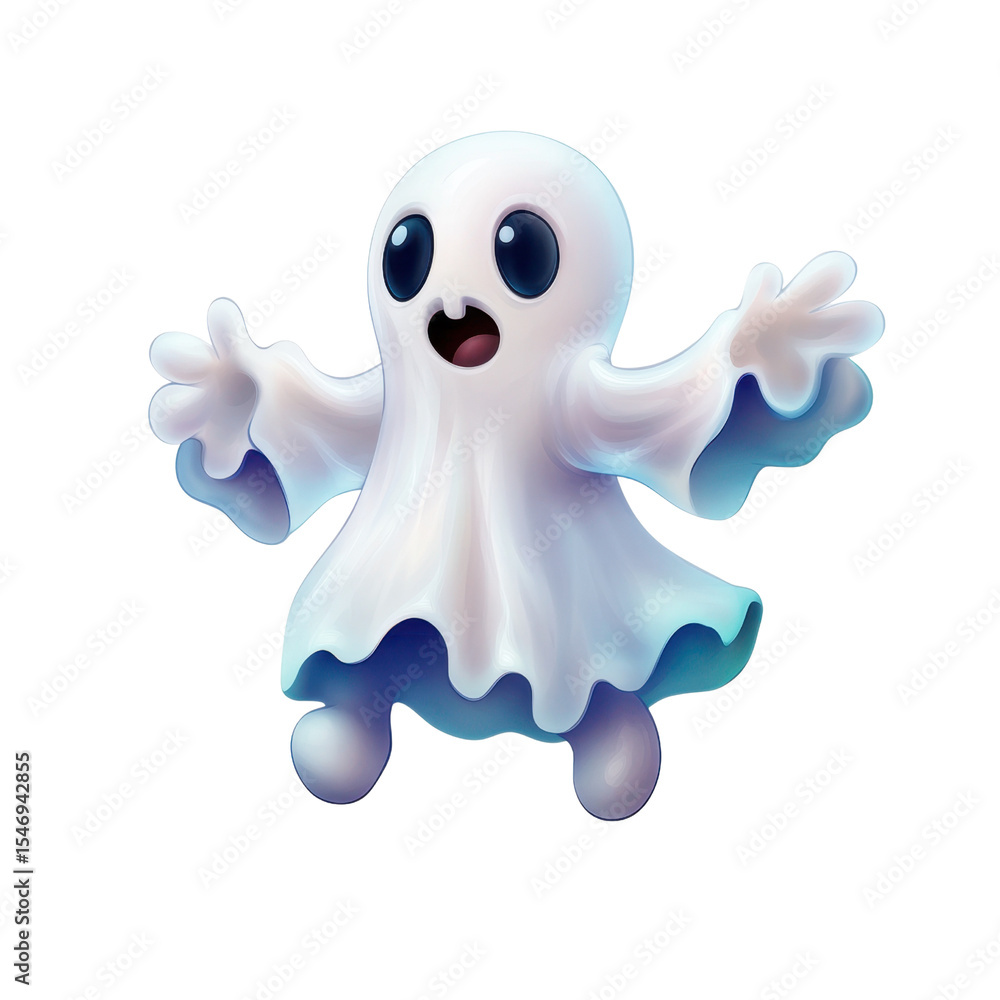 Obraz premium Cute Animated Ghost Character with Playful Expression and Gesture